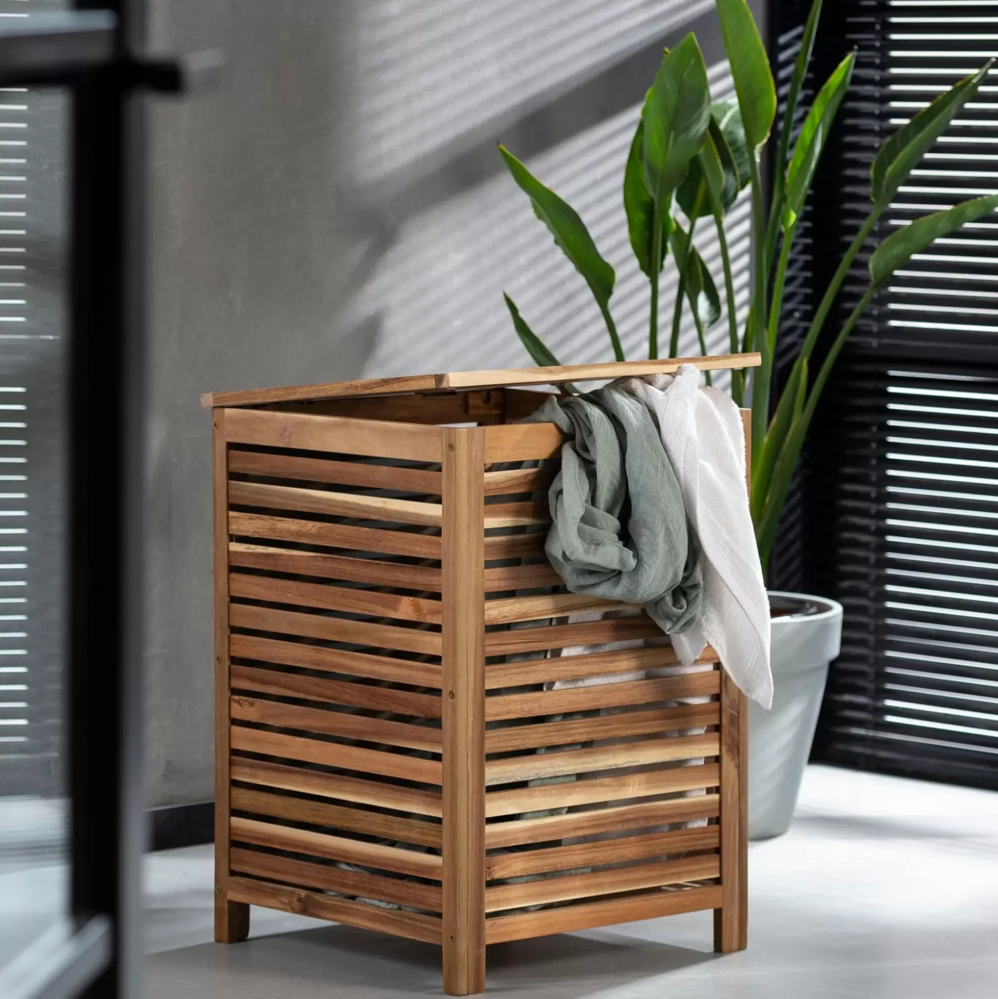 Cesto De La Ropa<CASA Acacia Cesta Para Colada De Lujo Negro, Natural