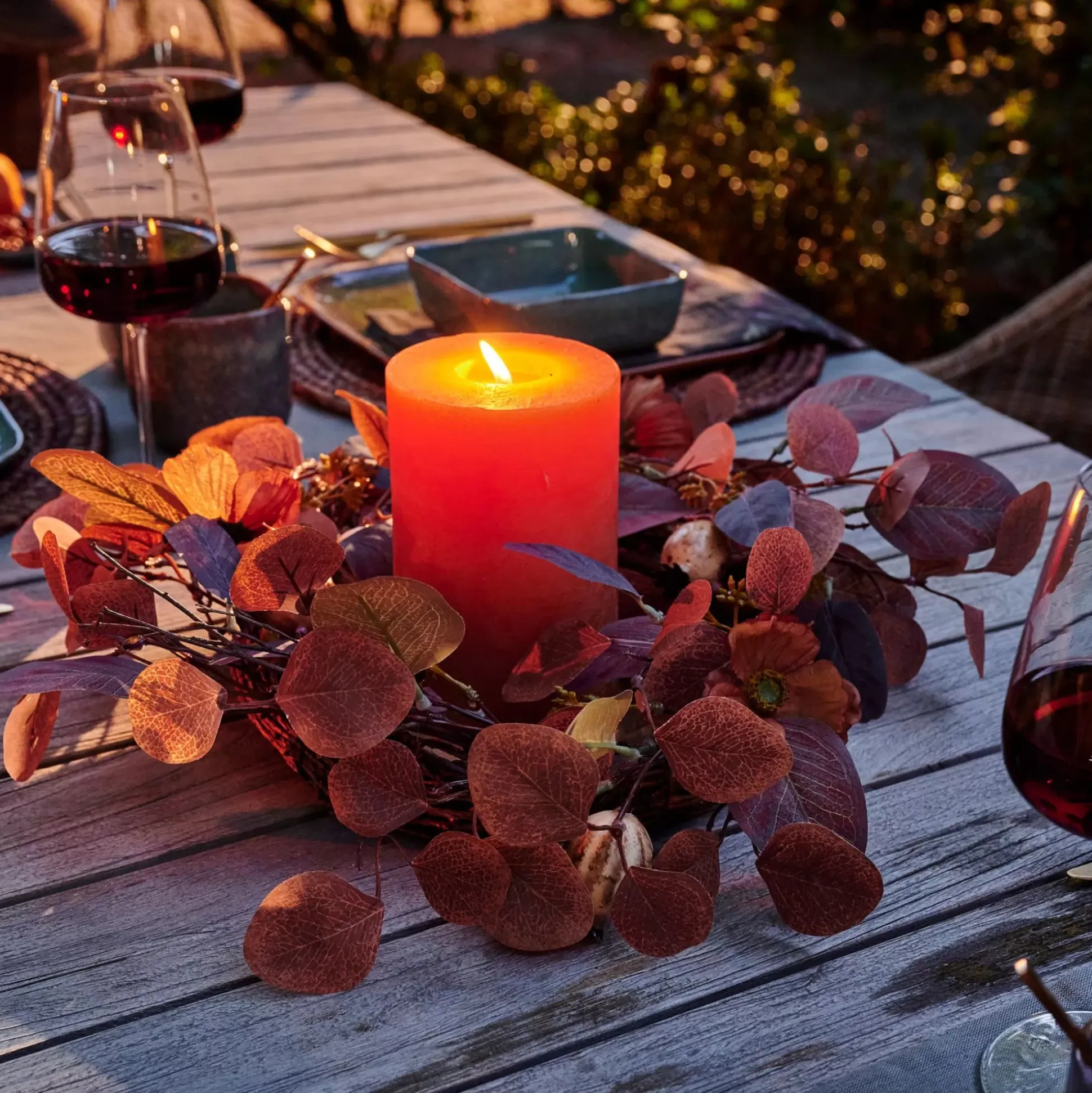 Decoracion Colgante<CASA Autumn Corona De Hojas Marron