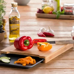 Tablas De Cortar<CASA Bamboo Tabla Para Cortar Con Recipiente Gris, Natural