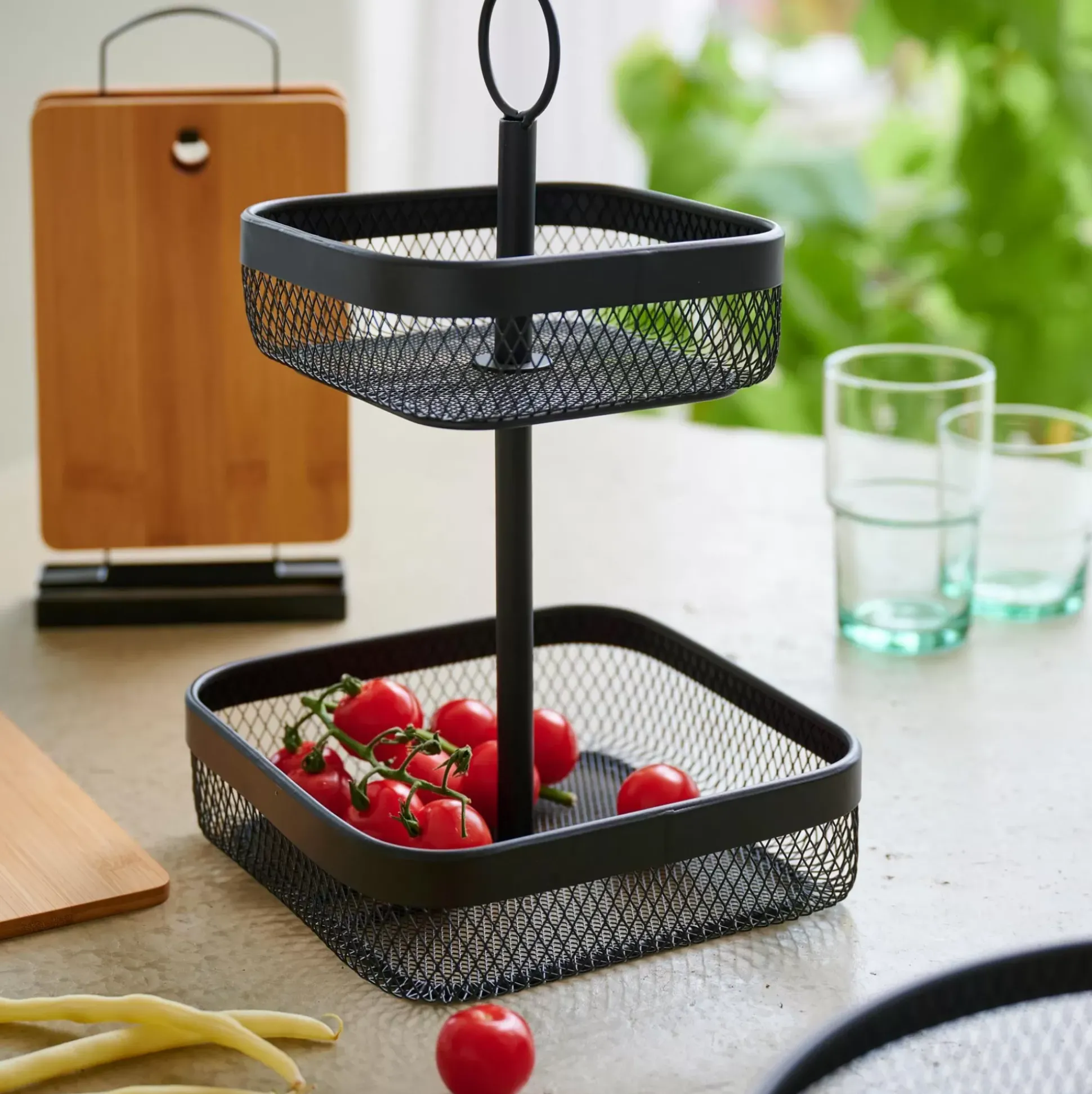 Accesorios De Cocina<CASA Black Lunar Cesta Cuadrada De 2 Piezas Negro