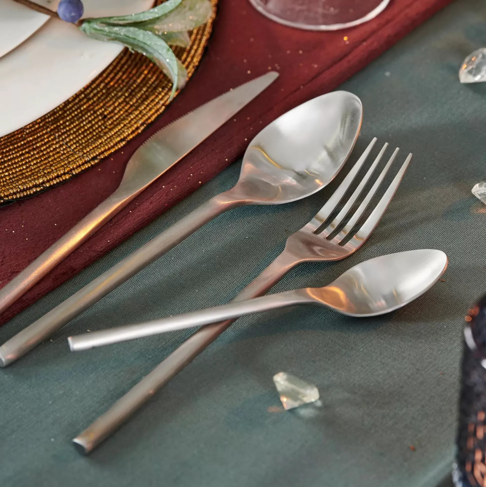 Juegos<CASA Etna Satin Cubierto De 16 Piezas Plateado