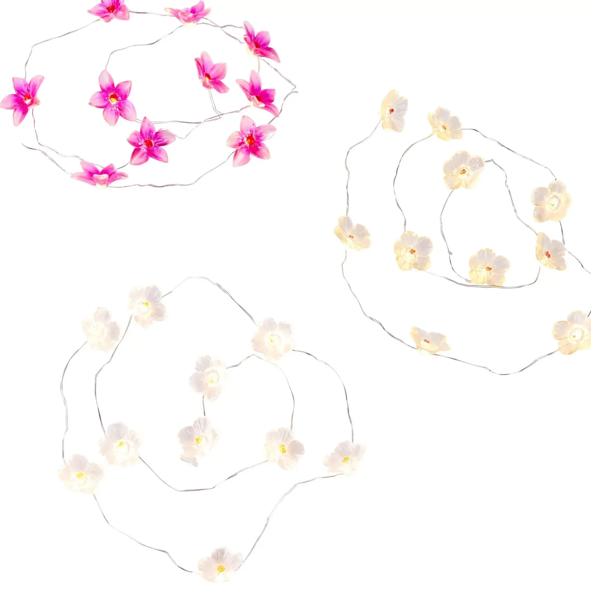 Guirnaldas De Luz<CASA Flower Guirnalda Blanco, Amarillo, Morado