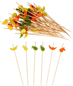 Accesorios Coctéles<CASA Fruities Palillos Apero Juego De 50 Mezcla De 3 Colores Naranja, Amarillo, Verde