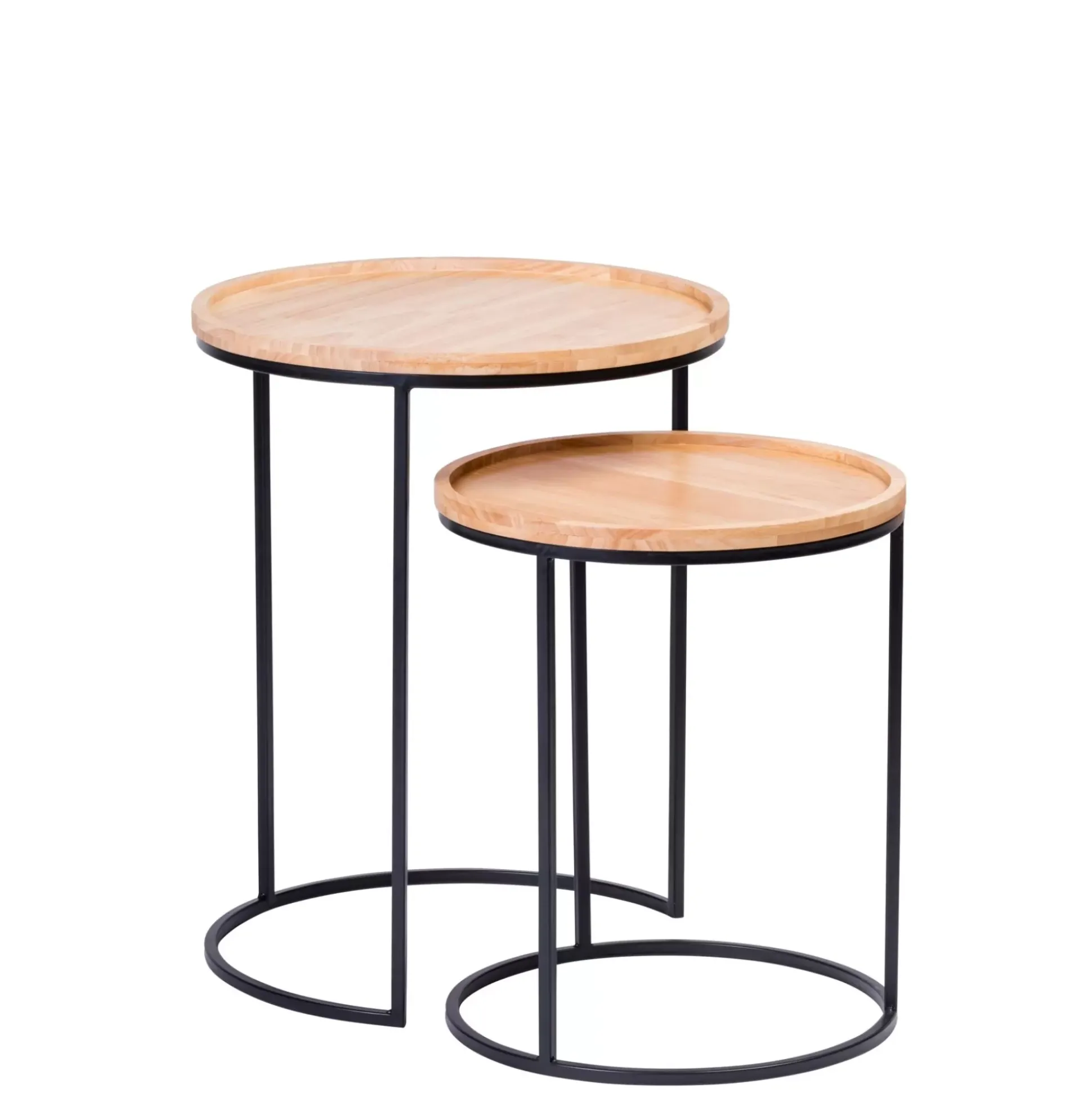 Mesas Auxiliares<CASA Gom Mesas Auxiliares Juego De 2 Negro, Natural