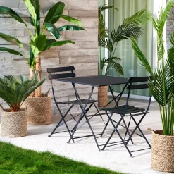 Mesas De Jardín<CASA Imperial Mesa Plegable Cuadrado Negro