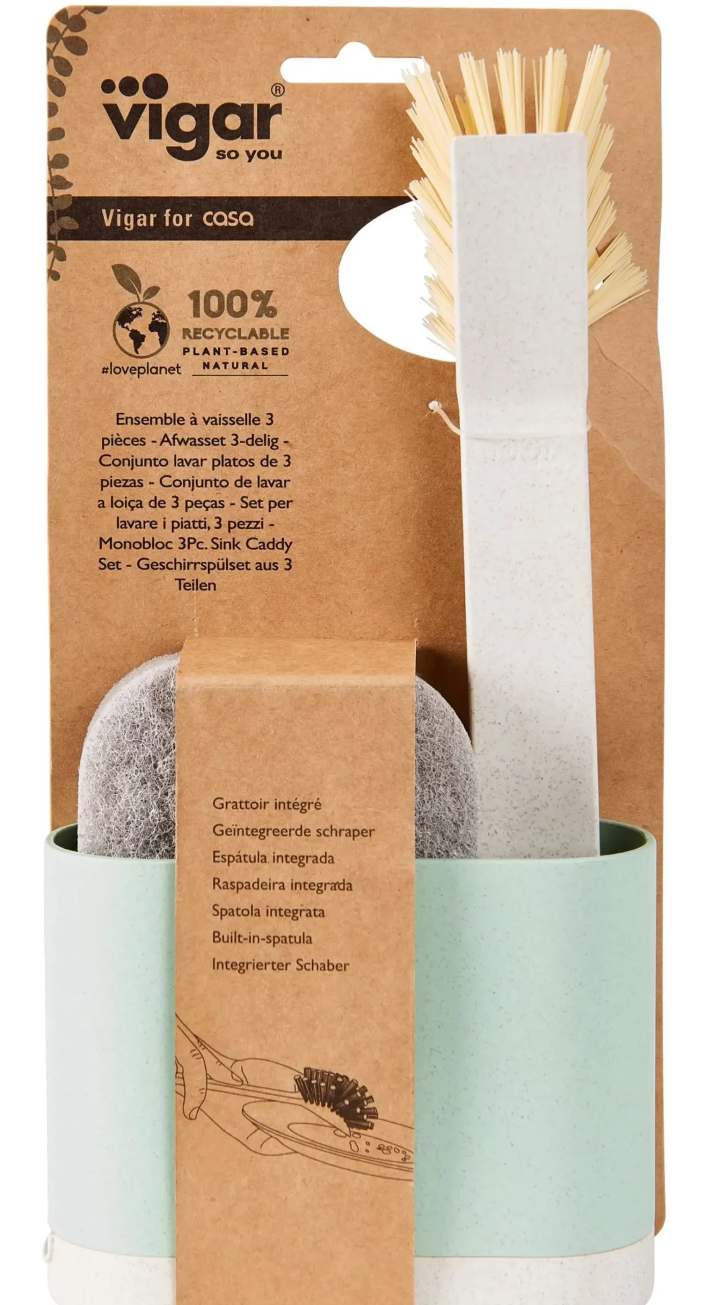 Fregar<CASA Jasmin Cepillo Lavaplat/Sop Con Esponja Verde