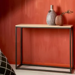Consolas<CASA Oak Consola Negro, Natural