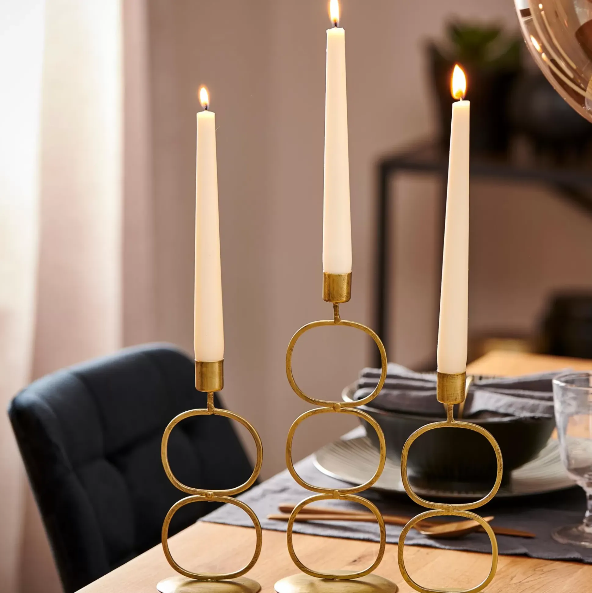 Candelabros<CASA Oval Portavelas Dorado