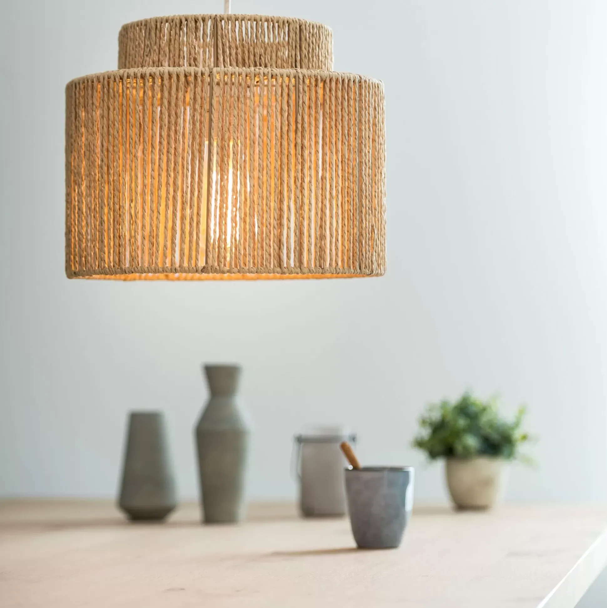 Lamparas Colgantes<CASA Paille Pantalla Natural