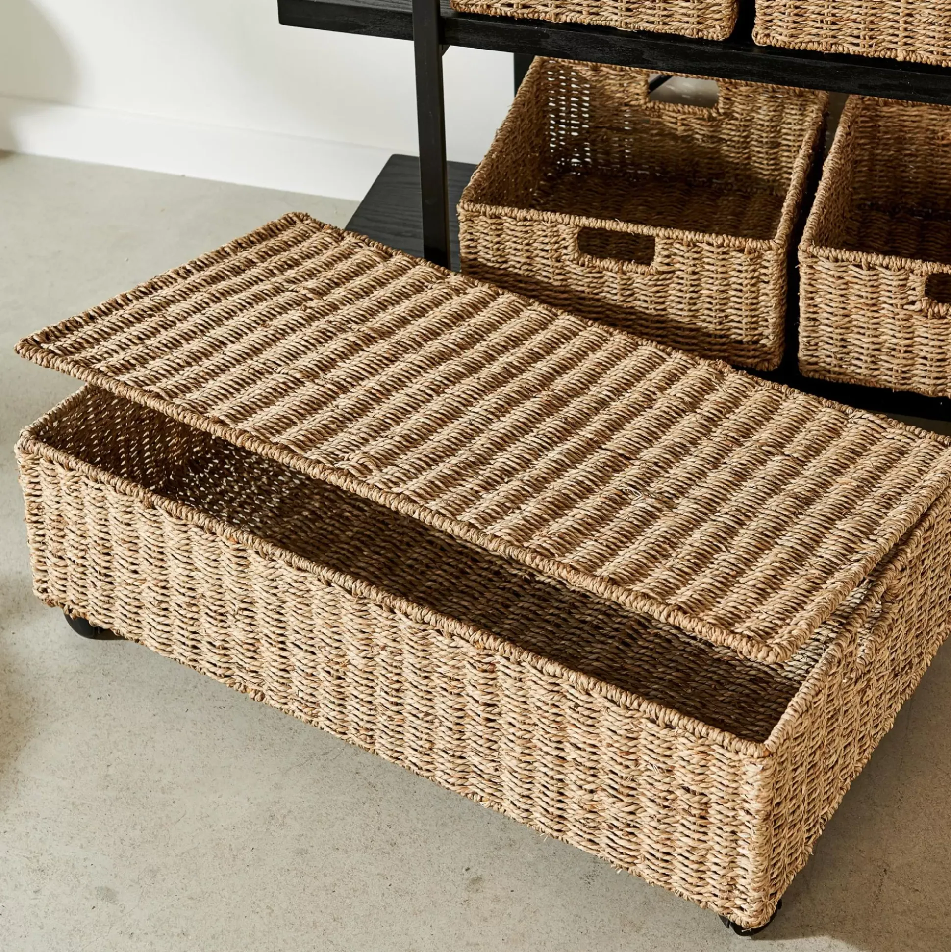 Arcas Para Almacenaje<CASA Seagrass Caja De Almacenaje Con Ruedas Natural