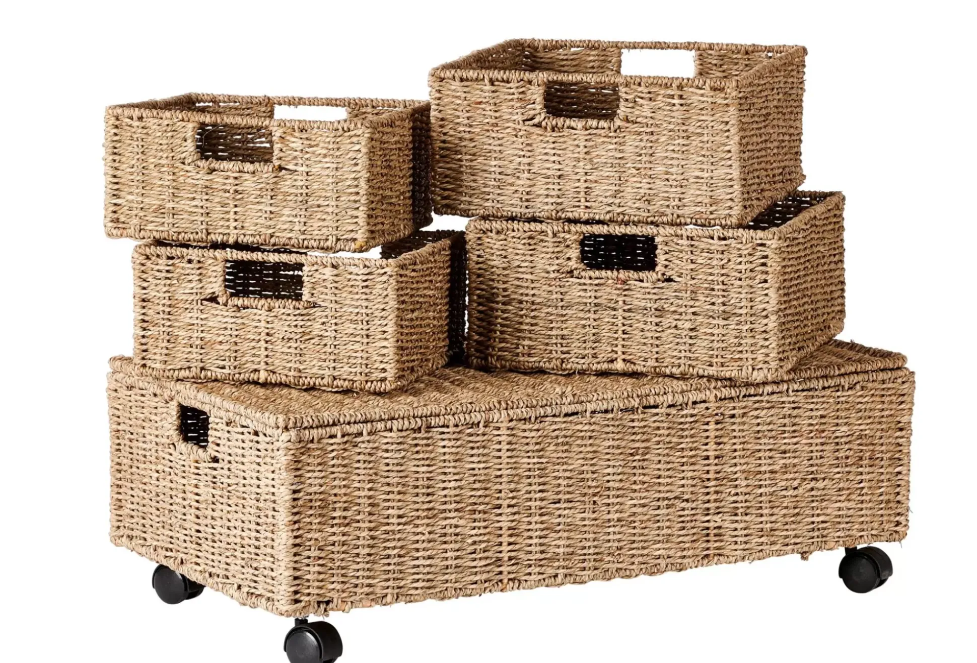 Arcas Para Almacenaje<CASA Seagrass Caja De Almacenaje Con Ruedas Natural