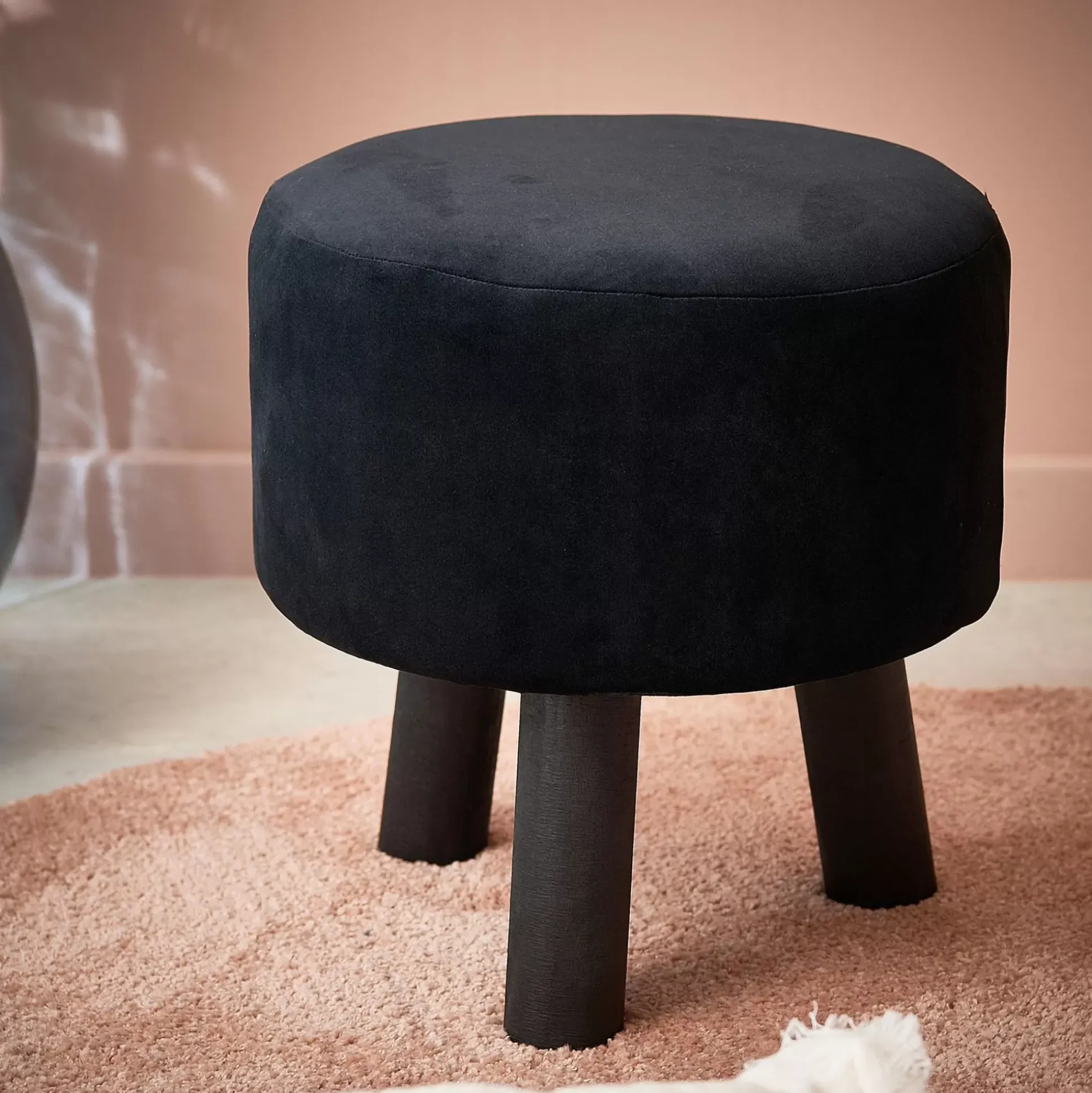 Taburetes<CASA Silki Puf Negro