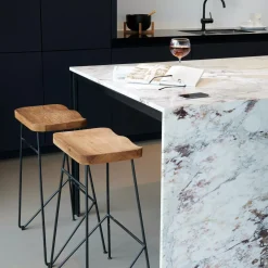 Taburetes De Bar<CASA Teak Taburete Bar Negro, Natural