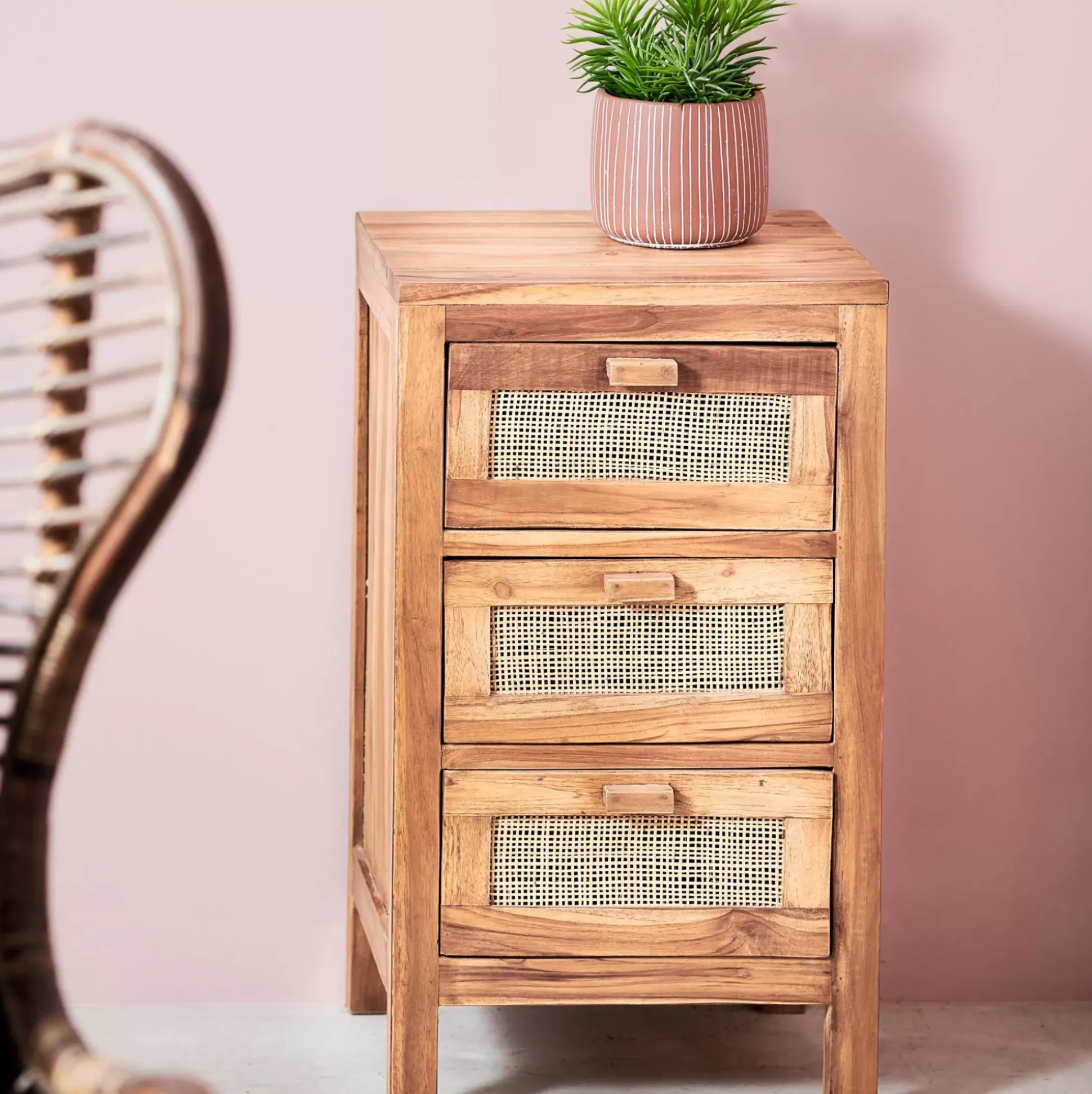 Cajoneras<CASA Teck Cajonera 3 Cajones Natural