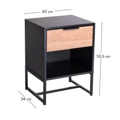 Cajoneras<CASA Trenton Mesilla De Noche Negro, Natural