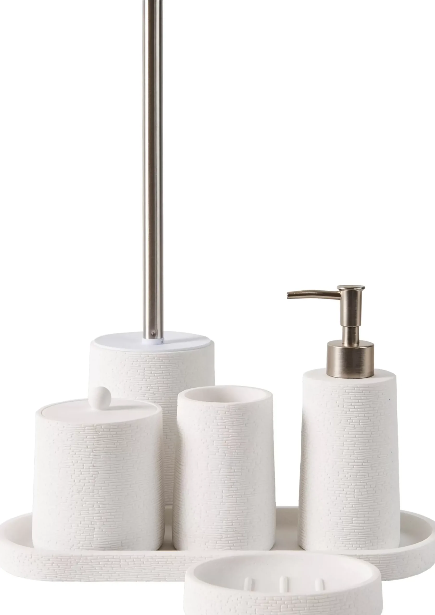 Accesorios Water<CASA White Elegance Cepillo Wc En Soporte Blanco, Plateado