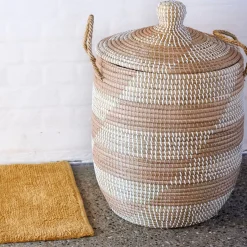 Cesto De La Ropa<CASA Yasmine Cesta De Lujo Con Tapa Blanco, Natural